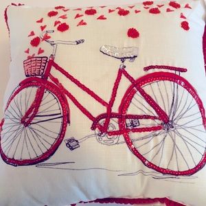 Red Sequin Bicycle Themed Throw Pillow 12x12